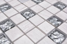 Mano modello quadrato cristallo / pietra / acciaio mix legno bianco mosaico piastrelle muro backsplash cucina bagno MOS82-0108_m