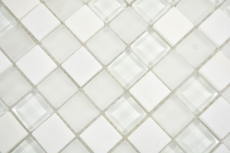 Mano modello quadrato cristallo / pietra mix super bianco mosaico piastrelle parete backsplash cucina bagno MOS72-0001_m