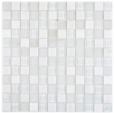 Mano modello quadrato cristallo / pietra mix super bianco mosaico piastrelle parete backsplash cucina bagno MOS72-0001_m
