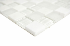 Mano modello quadrato cristallo / pietra mix super bianco mosaico piastrelle parete backsplash cucina bagno MOS72-0001_m