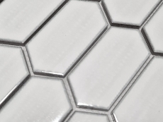 Piastrella di mosaico esagonale in ceramica bianca lucida backsplash cucina piastrelle da bagno - MOS11J-471
