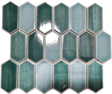 Piastrella di ceramica mosaico esagonale verde lucido cucina parete bagno MOS11J-475_f