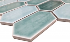 Piastrella di ceramica mosaico esagonale verde lucido cucina parete bagno MOS11J-475_f