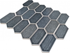 Piastrella di ceramica mosaico esagonale nero lucido cucina alzatina bagno MOS11J-479_f