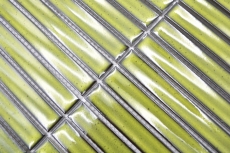 Mosaico in ceramica aste verde chiaro screziato lucido parete cucina bagno MOS24-CS16_f