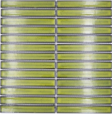 Mosaico a mano piastrelle in ceramica mosaico aste verde chiaro macchiato lucido parete cucina bagno MOS24-CS16_m