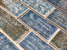 Piastrella di mosaico usato look vintage blu verde lucido retro ceramica - MOS26-KAS8