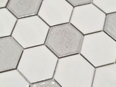 Piastrella di mosaico in ceramica esagonale bianco lucido cucina bagno MOS11K-SAN1_f