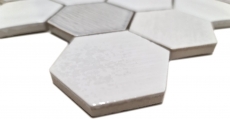 Piastrella di mosaico in ceramica esagonale bianco lucido cucina bagno MOS11K-SAN1_f