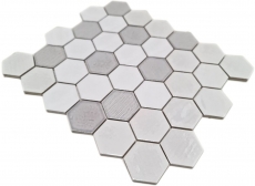 Piastrella di mosaico in ceramica esagonale bianco lucido cucina bagno MOS11K-SAN1_f