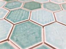 Piastrella di mosaico in ceramica esagonale verde lucido specchio doccia MOS11K-SAN5_f