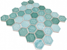 Piastrella di mosaico in ceramica esagonale verde lucido specchio doccia MOS11K-SAN5_f
