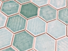 Piastrella di mosaico dipinta a mano mosaico ceramico esagonale verde lucido piastrella specchio doccia MOS11K-SAN5_m