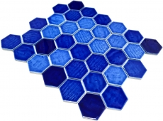 Mano modello mosaico piastrelle ceramica mosaico esagonale blu lucido cucina parete bagno MOS11K-SAN7_m