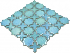 Piastrella di mosaico dipinta a mano in ceramica mosaico misto verde lucido cucina alzatina bagno MOS13-SXS10_m