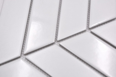 Piastrella mosaico ceramica spina di pesce mix bianco lucido opaco backsplash bagno MOS24-CHEV11_f