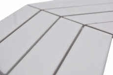 Piastrella mosaico ceramica spina di pesce mix bianco lucido opaco backsplash bagno MOS24-CHEV11_f