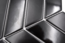 Mosaico ceramico a spina di pesce mix nero lucido opaco per cucina MOS24-CHEV19_f