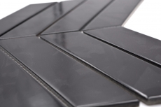 Mosaico ceramico a spina di pesce mix nero lucido opaco per cucina MOS24-CHEV19_f