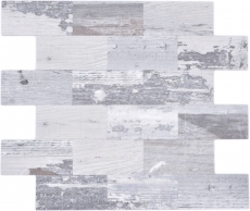 Piastrella di mosaico Mosaico autoadesivo in alluminio effetto legno shabby chic grigio Subway MOS200-4S49