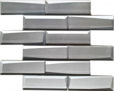 Mosaico di vetro Metro 3D ottica grigio argento parete cucina bagno MOS88-XB01