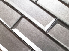 Mosaico di vetro Metro 3D ottica grigio argento parete cucina bagno MOS88-XB01