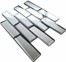 Mosaico di vetro Metro 3D ottica grigio argento parete cucina bagno MOS88-XB01