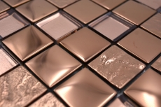 Piastrella di vetro a mosaico in bronzo galvanizzato aspetto rame parete cucina MOS88-XCBR1