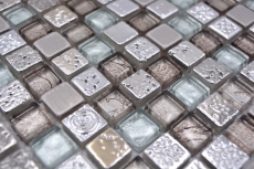 Mosaico in vetro resina acciaio argento marrone cucina bagno piastrelle backsplash rivestimento - MOS92-680