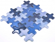 Mosaico di vetro a tessere puzzle blu azzurro pastello per cucina MOS88-PT01