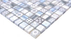 Piastrella di vetro a mosaico retro effetto legno grigio azzurro pastello backsplash MOS78-W39