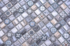 Piastrella di vetro a mosaico effetto legno retrò grigio blu pastello bagno cucina MOS78-W49