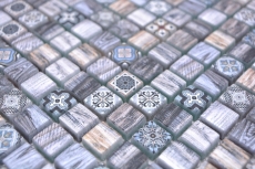 Piastrella di vetro a mosaico effetto legno retrò grigio blu pastello bagno cucina MOS78-W49