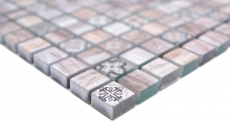 Piastrella di vetro a mosaico retro effetto legno crema marrone chiaro ornamento MOS78-W79