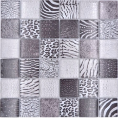 Mosaico di vetro piastrelle zebra nero parete bagno cucina MOS78-W28