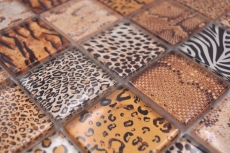 Mosaico di piastrelle di vetro mosaico safari beige marrone piastrelle specchio muro MOS78-W58