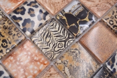 Piastrella di vetro mosaico leopardo rame marrone bagno cucina splashback MOS78-W68