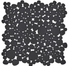 Piastrella di mosaico ceramica ciottoli uni nero opaco backsplash cucina bagno MOS12-0311_f