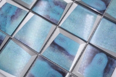 Piastrella di vetro mosaico 3D look azzurro turchese blu parete cucina backsplash MOS88-XB10
