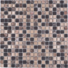 Piastrella mosaico vetro pietra naturale mosaico pietra mix marrone opaco alzatina cucina MOS92-580_f