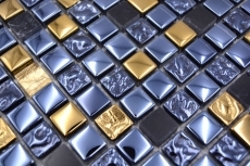 Piastrella di mosaico vetro pietra naturale mosaico pietra EP mix nero oro bagno cucina MOS92-650_f