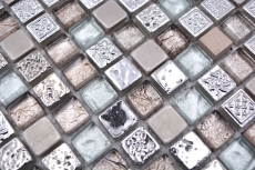 Piastrella mosaico vetro pietra naturale mosaico resina acciaio mix EP grigio cucina bagno muro MOS92-680_f