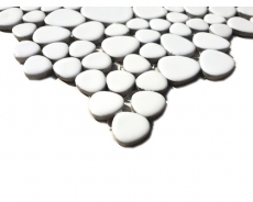 Piastrella di mosaico in ceramica ciottolo liscio bianco opaco cucina bagno MOS12-0111_f