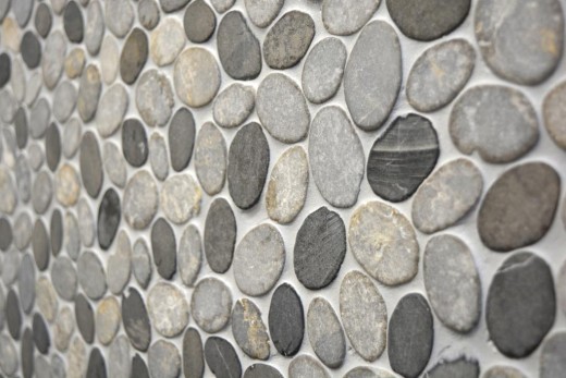 Piastrella a mosaico pietra naturale fiume ciottolo pietra taglio cenere grigio backsplash piastrelle MOS30-SANI_f