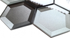 Piastrella di mosaico dipinta a mano mosaico di vetro combi-esagonale 3D look mix muro cucina bagno MOS88-XB159_m