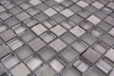 Campione a mano piastrelle mosaico vetro pietra naturale mosaico pietra mix grigio opaco piastrelle backsplash MOS92-590_m
