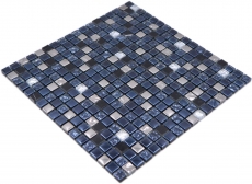 Campione a mano piastrelle mosaico vetro pietra naturale mosaico pietra EP mix nero argento cucina splashback MOS92-660_m