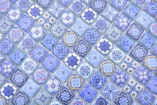 MOS78-RB33_m: piastrelle di mosaico a mano, mosaico di vetro, mosaico combinato, retro biscotto, piastrelle blu