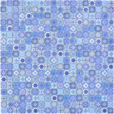 MOS78-RB33_m: piastrelle di mosaico a mano, mosaico di vetro, mosaico combinato, retro biscotto, piastrelle blu