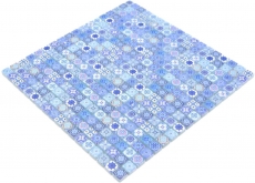 MOS78-RB33_m: piastrelle di mosaico a mano, mosaico di vetro, mosaico combinato, retro biscotto, piastrelle blu